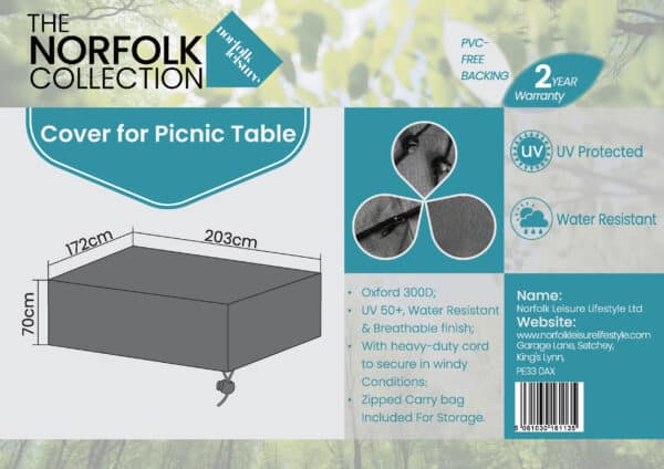 Norfolk Leisure Heydon Picnic Table Cover