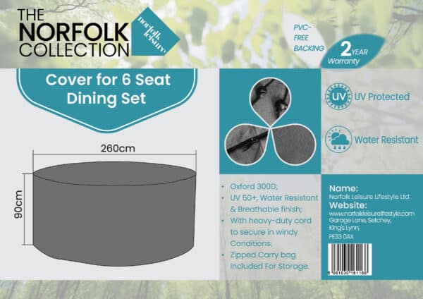 Norfolk Leisure Wroxham Delux 6 Seat Dining Cover