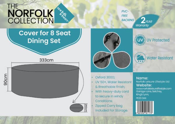 Norfolk Leisure Wroxham Delux 8 Seat Dining Cover