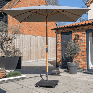 Norfolk Leisure Royce Premium 2.5m Square Parasol LED - Wood Look Frame - Novasun™ SMOKE GREY Canopy & Cover