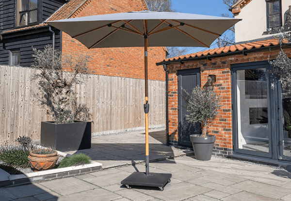 Norfolk Leisure Royce Premium 2.5m Square Parasol LED - Wood Look Frame - Novasun™ SMOKE GREY Canopy & Cover