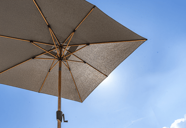 Norfolk Leisure Royce Premium 2.5m Square Parasol LED - Wood Look Frame - Novasun™ SMOKE GREY Canopy & Cover