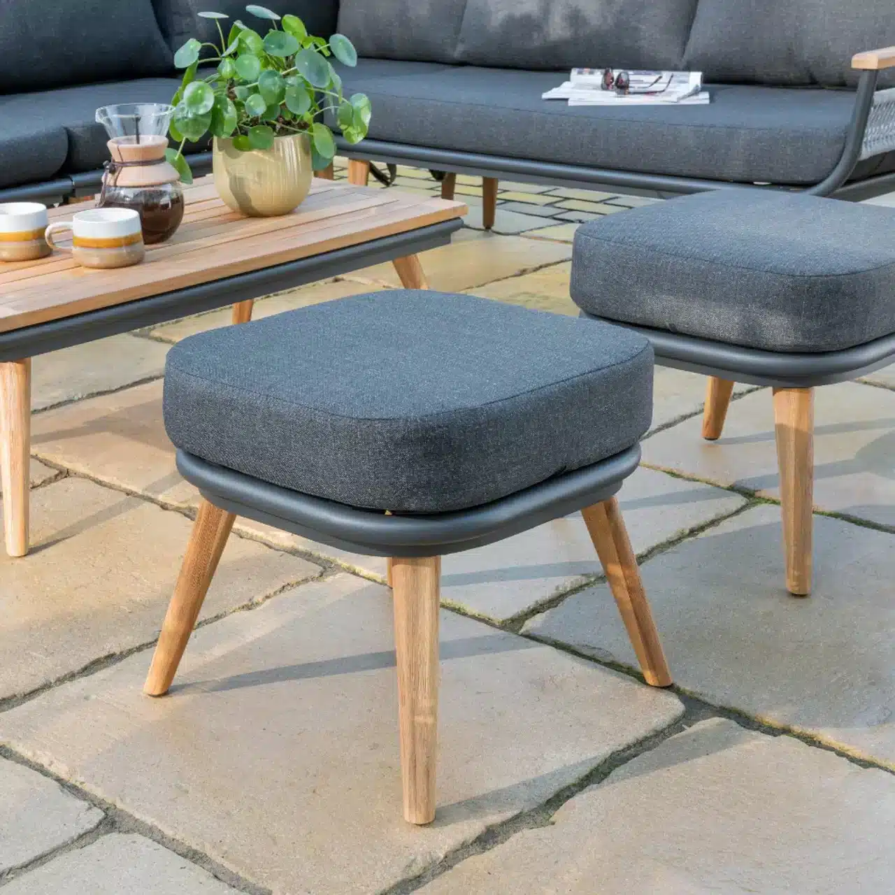 Kimora Corner Garden Set with Grey Fabric Cushion - Garden Leisure Shop. UKs leading garden leisure furniture specialist. Kimora Corner Garden Set with Grey Fabric Cushion