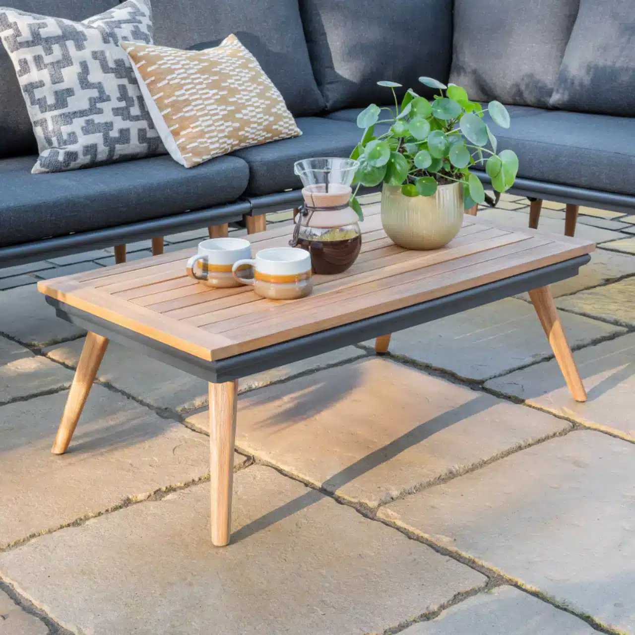 Kimora Corner Garden Set with Grey Fabric Cushion - Garden Leisure Shop. UKs leading garden leisure furniture specialist. Kimora Corner Garden Set with Grey Fabric Cushion