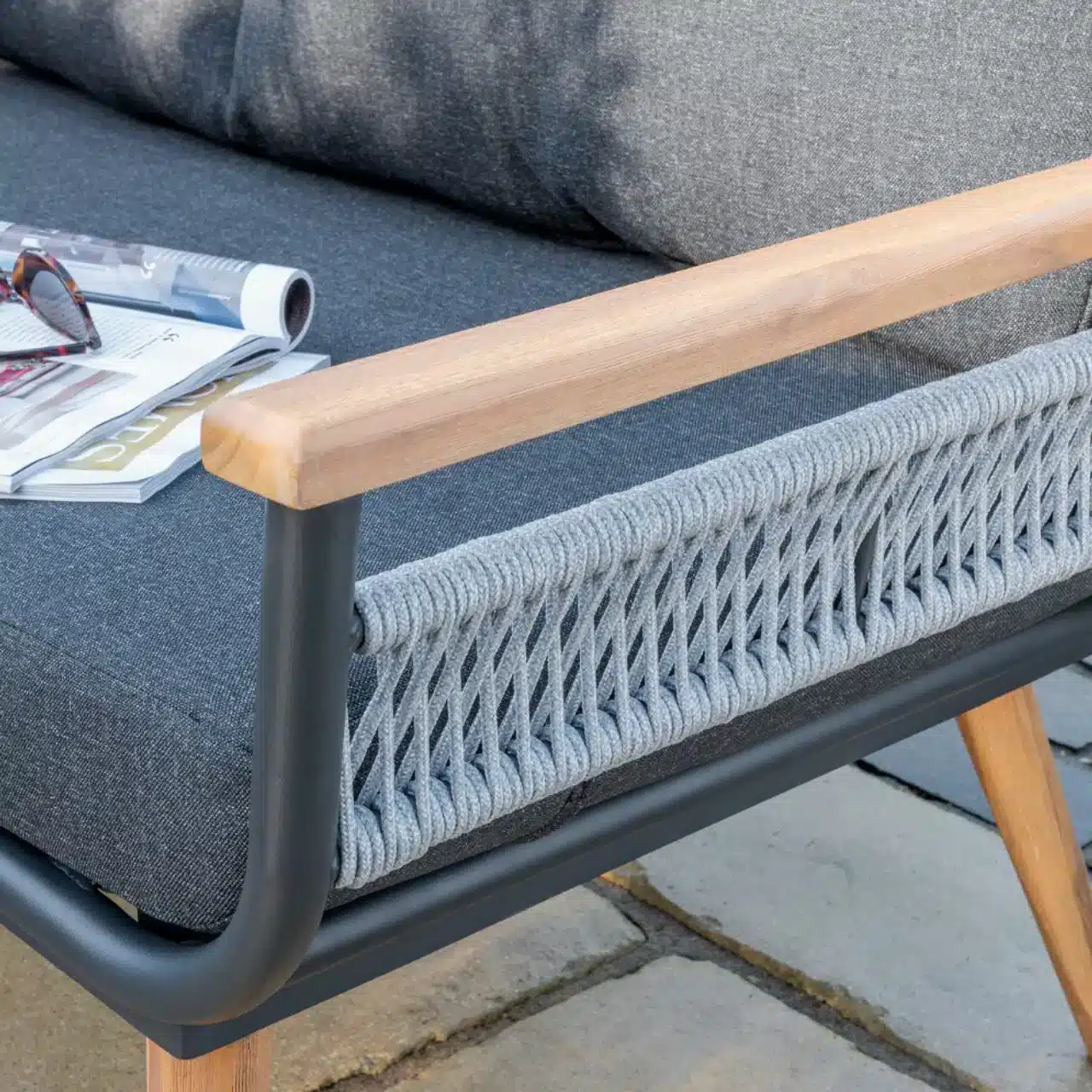 Kimora Corner Garden Set with Grey Fabric Cushion - Garden Leisure Shop. UKs leading garden leisure furniture specialist. Kimora Corner Garden Set with Grey Fabric Cushion