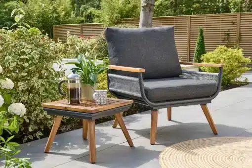 Kimora Relax Bistro with foot stools and Grey Fabric Cushion